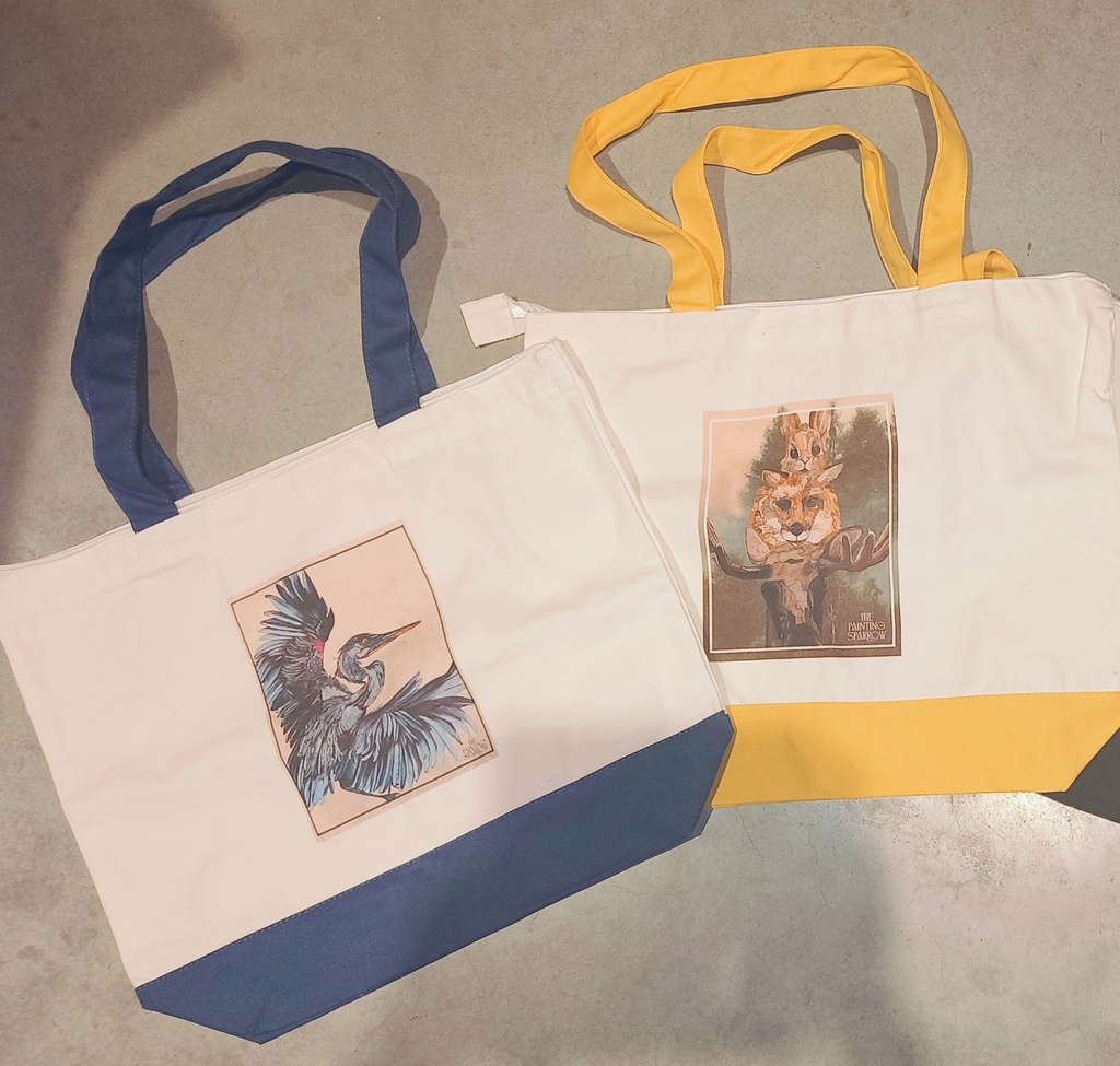 Totebag met rits (hert/vos/konijn)