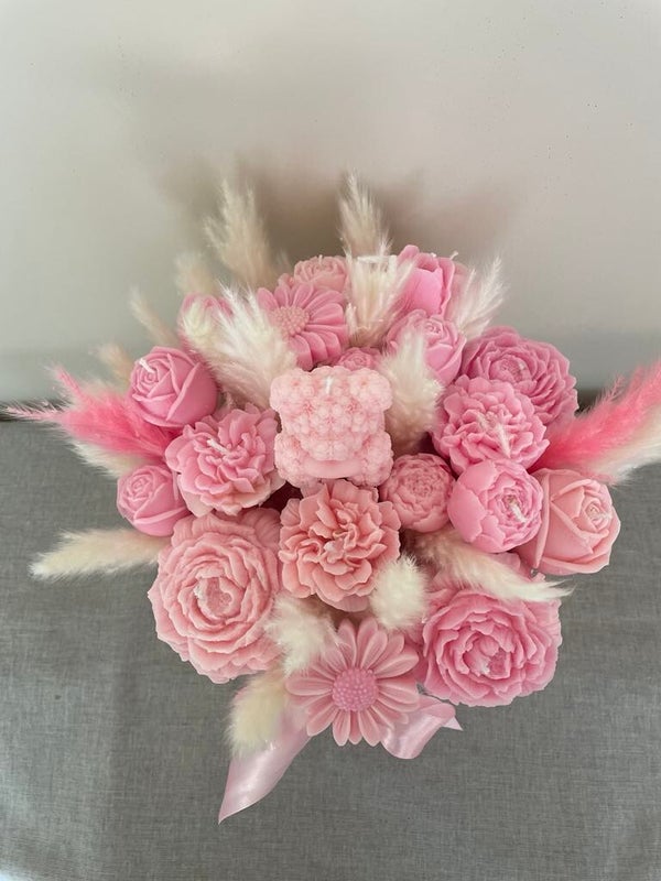 Kaarsboeket roze