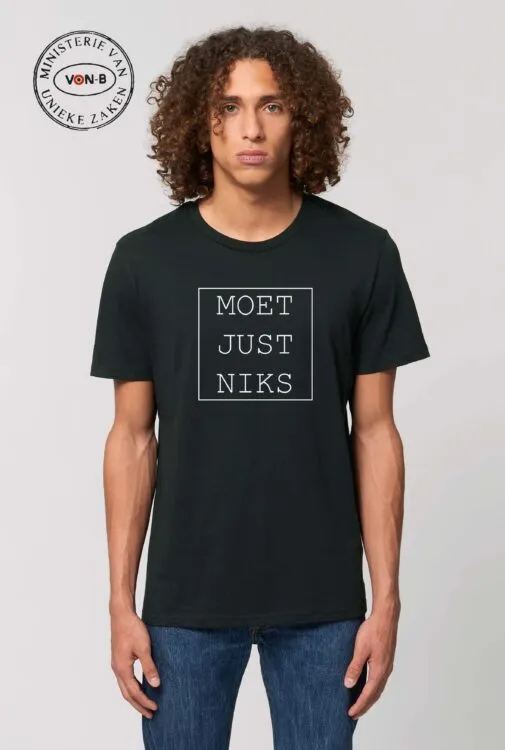 T-shirt unisex - Zwart - Moet Just Niks S