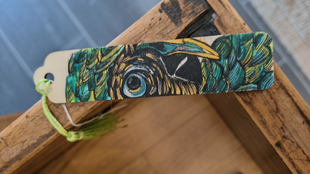 Houten bladwijzer papegaai