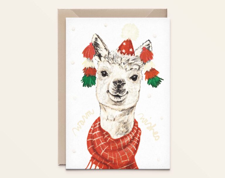 Wenskaart Kerst - Winter Alpaca