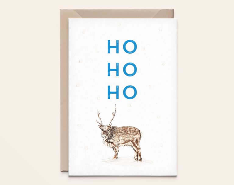 Wenskaart Kerst - Rendier ho ho ho