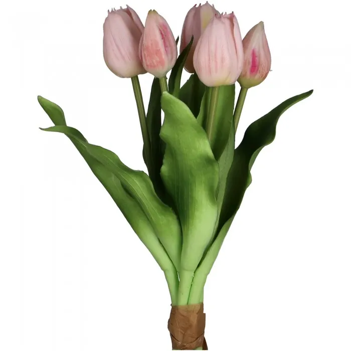 Boeket tulpen (kunststof) - lichtroze - per 10 - 30 cm