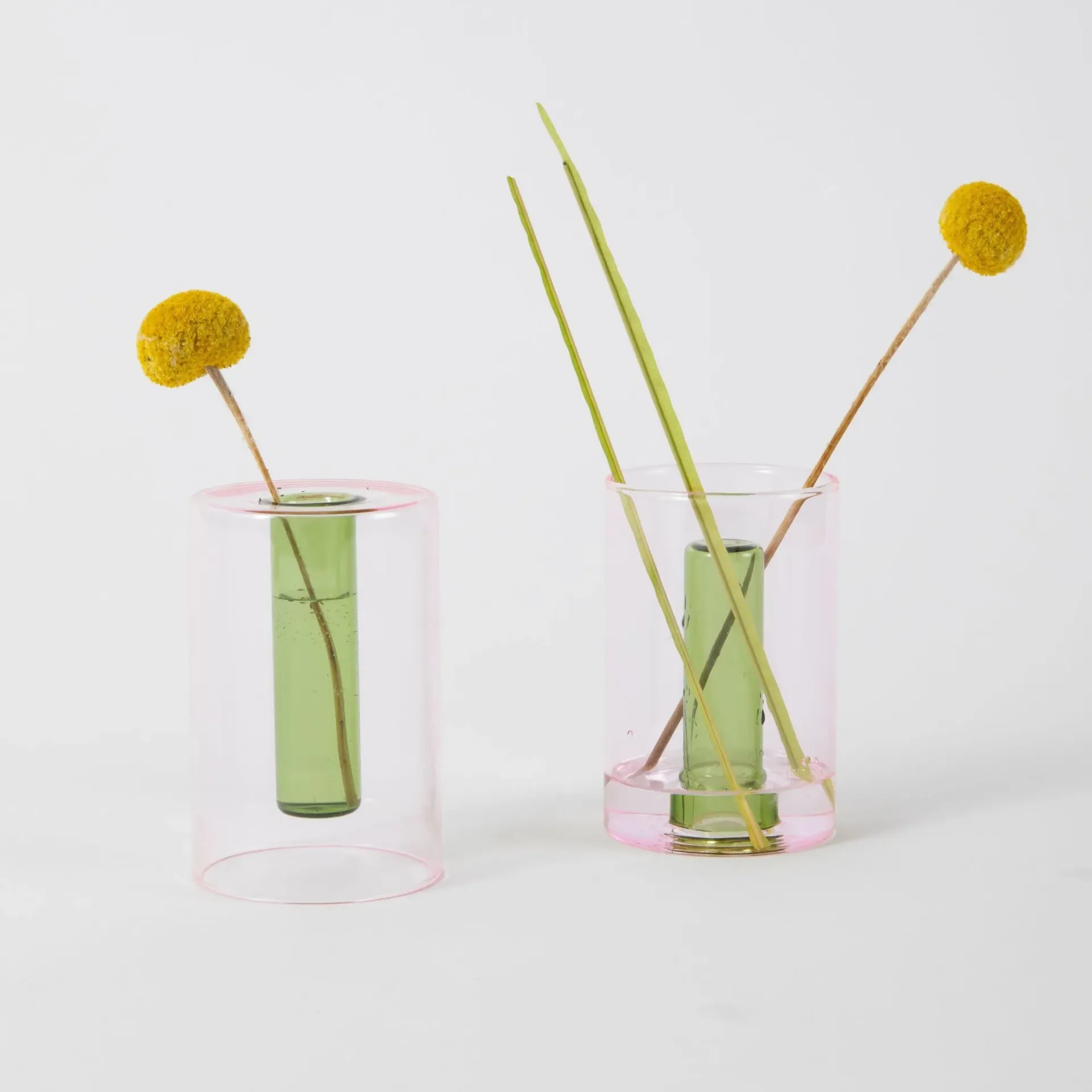 Reversible Glass Vase -S - Pink/Green