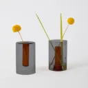 Reversible Glass Vase -S - Smoke/Amber