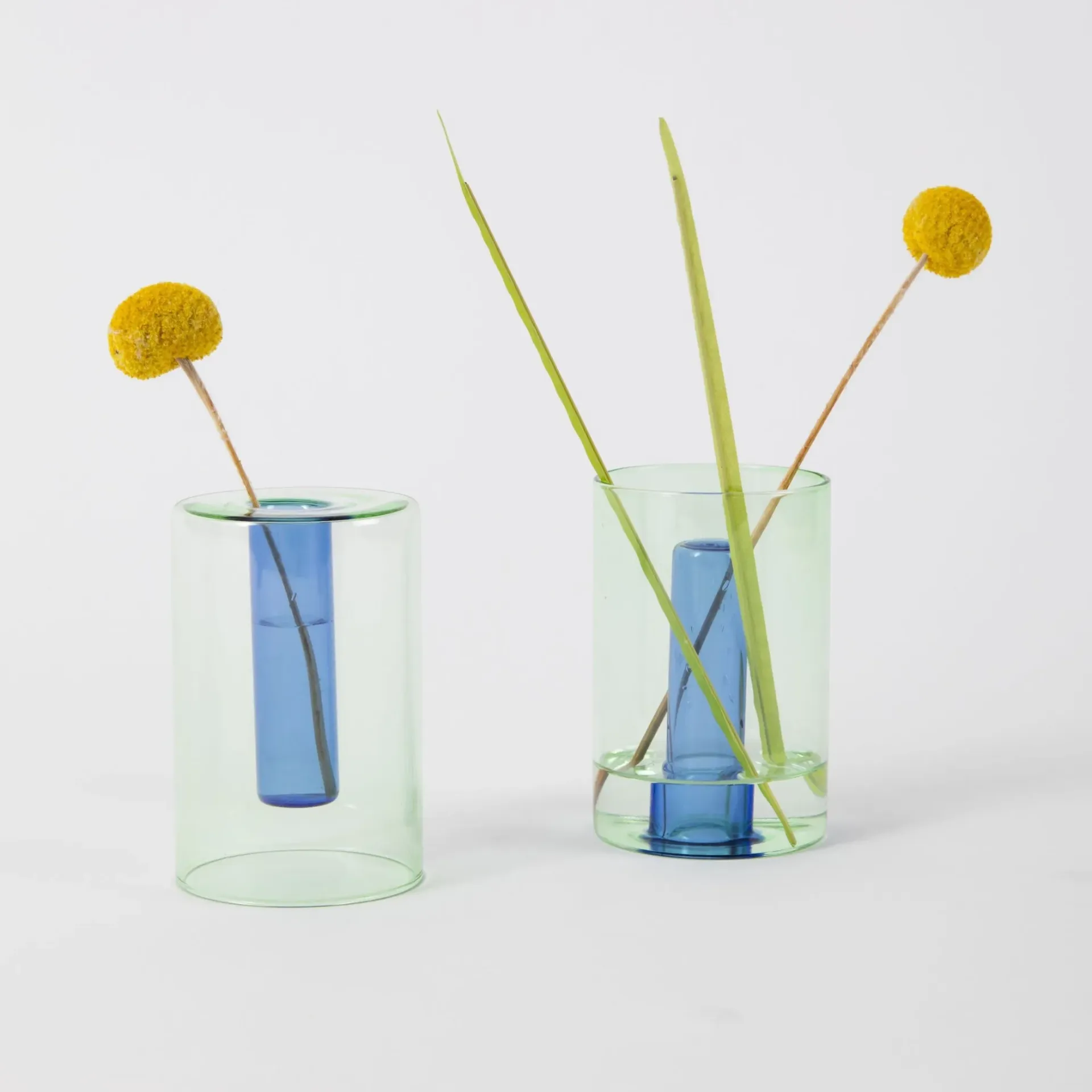 Reversible Glass Vase -S - Green/Blue