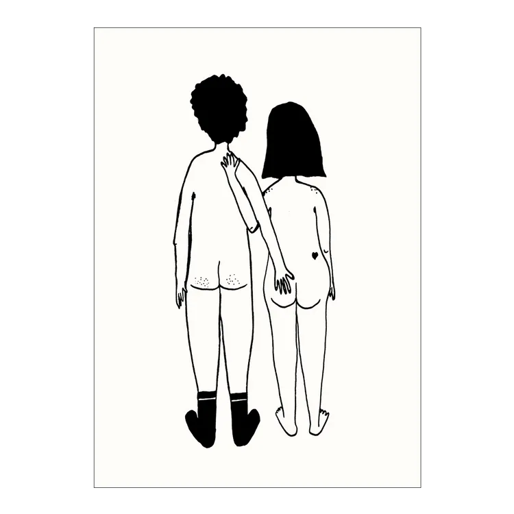 Postkaart naked couple back