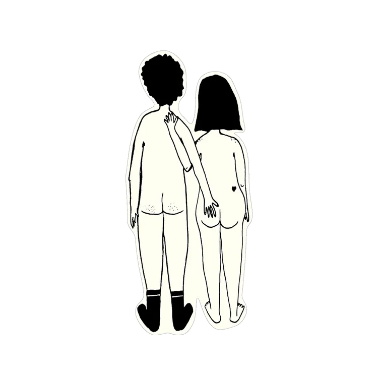 Vinyl sticker naked couple back