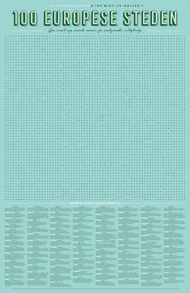 100 Europese steden XL Spelposter