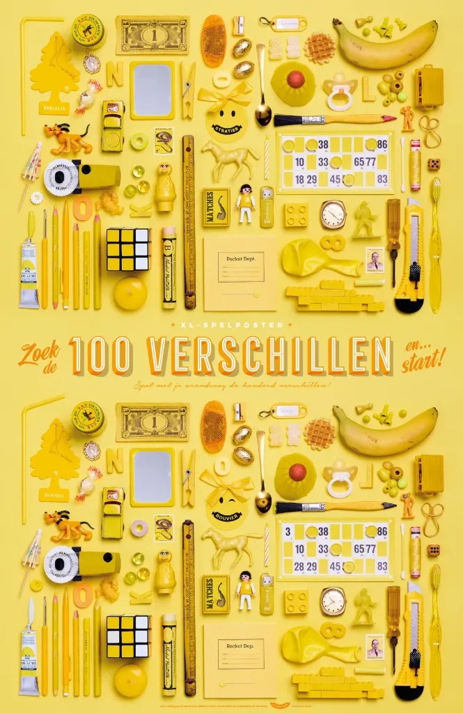 100 Verschillen Geel XL Spelposter