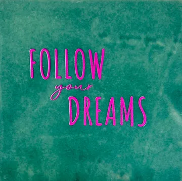follow your dreams zeegroen/roze