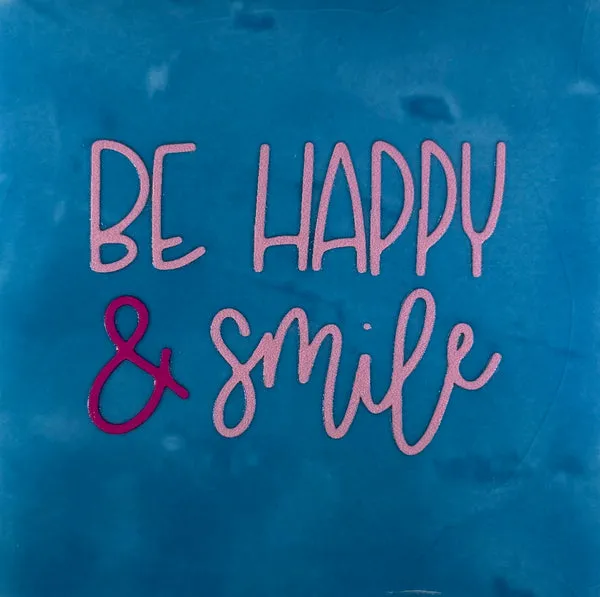 Be happy and smile donkerblauw/roze