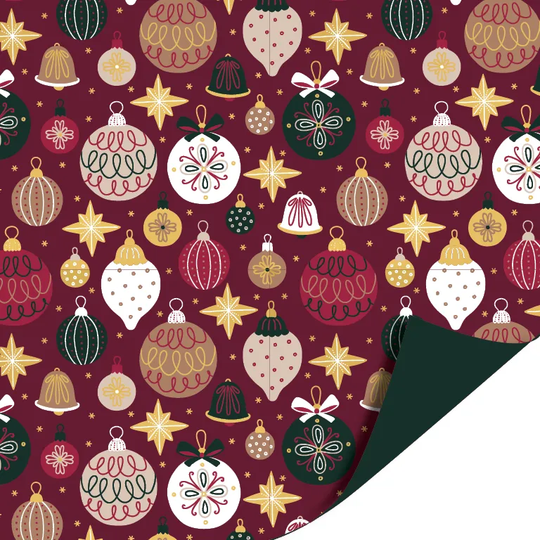 Bordeaux kerstballen cadeaupapier