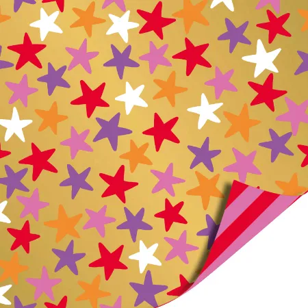 Stars gold/multicolor cadeaupapier