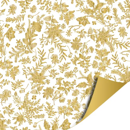 Wit gouden blaadjes cadeaupapier