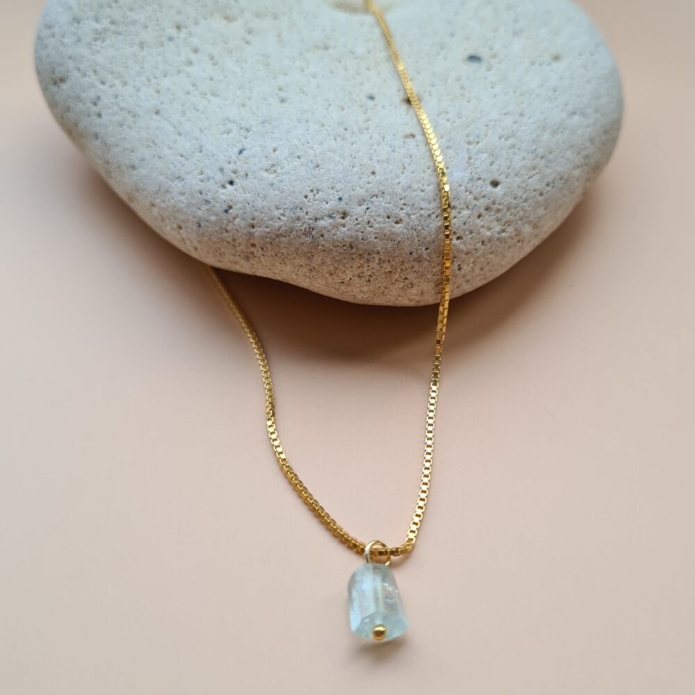 Ketting geelgoud Aquamarijn 