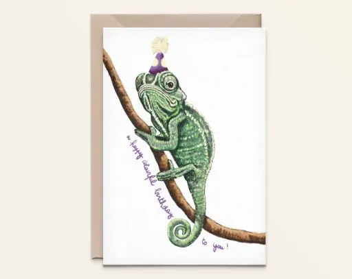 Wenskaart Kameleon - verjaardag