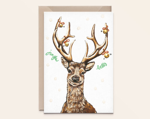 Wenskaart Kerst - Hert Jingle Bells
