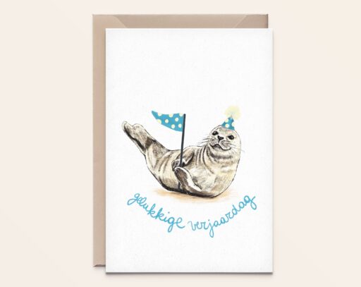 Wenskaart Zeehond- verjaardag