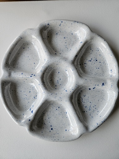 [W10] Snackschaal bloemvorm blauwe spikkel