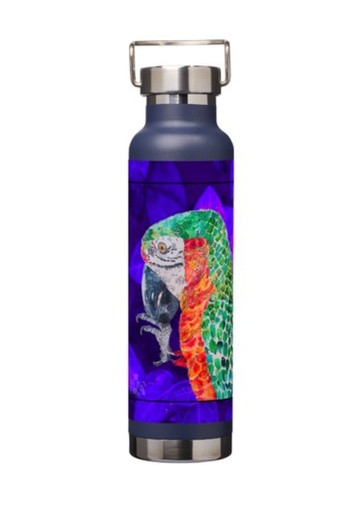 Thermosfles blauw (papegaai)