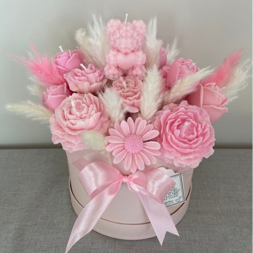 Kaarsboeket roze