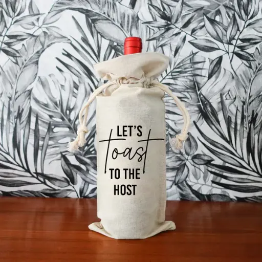 Geschenkverpakking fles - Let's tost to the host