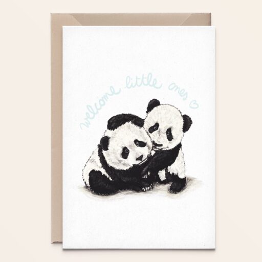 Wenskaart Panda twins - geboorte tweeling