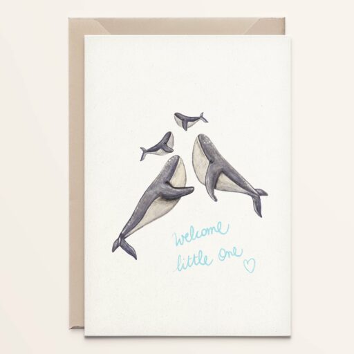 Wenskaart  Walvis familie - geboorte